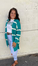 Load image into Gallery viewer, The Harper Cardigan in Teal-White S-L
